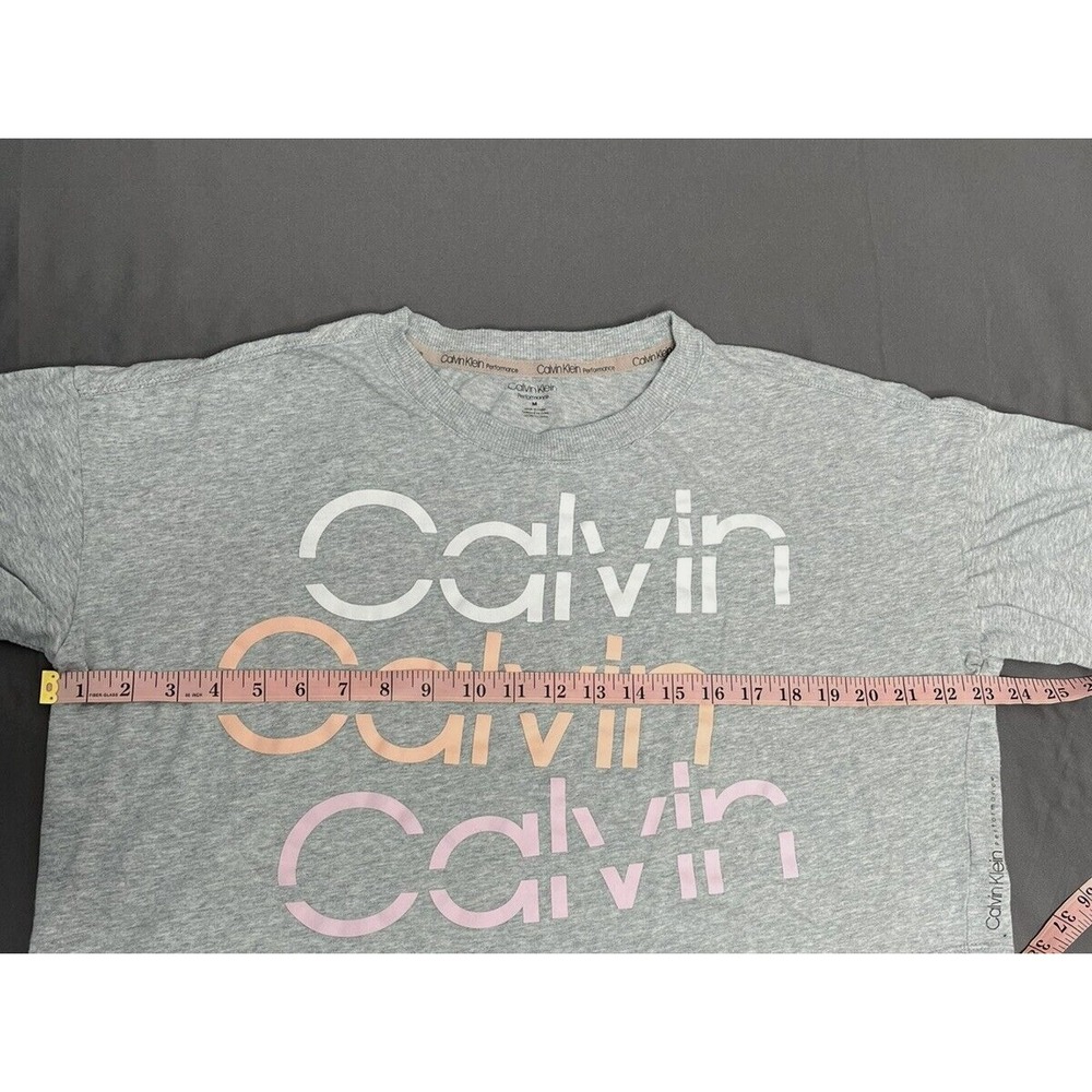 Calvin Klein Performance Sliced Logo Cropped Gray‎ Short Sleeve T-Shirt Womens M - Picture 9 of 10